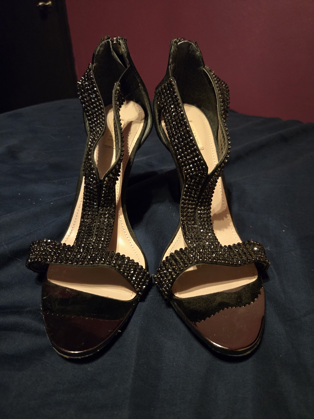 Glint Black Crystal-Embellished High Heel Sandals